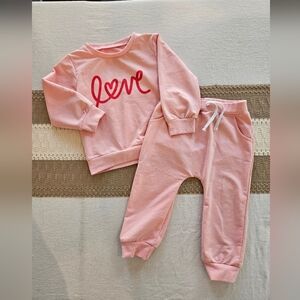 Pink Love Sweatshirt and Jogger Set Sz 18-24M